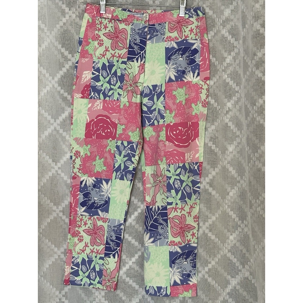 Vintage Lilly Pulitzer Capri Pants Womens 2 Stretch Turtle Bunny Frog Resortwear